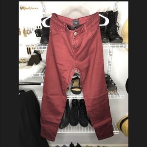 Maroon straight skinny leg pant